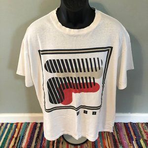 90s FILA 3D Logo Shirt Spellout White Large